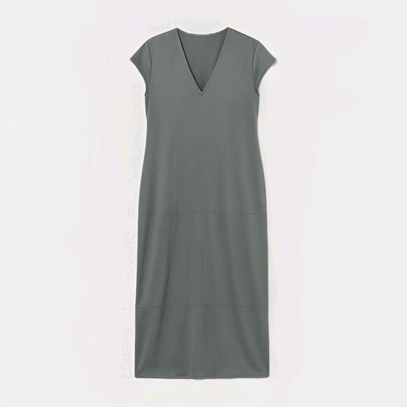 Universal Standard Cindy Satin V-Neck Maxi Dress Sedona Sage 4XS (0-00) - Picture 9 of 10